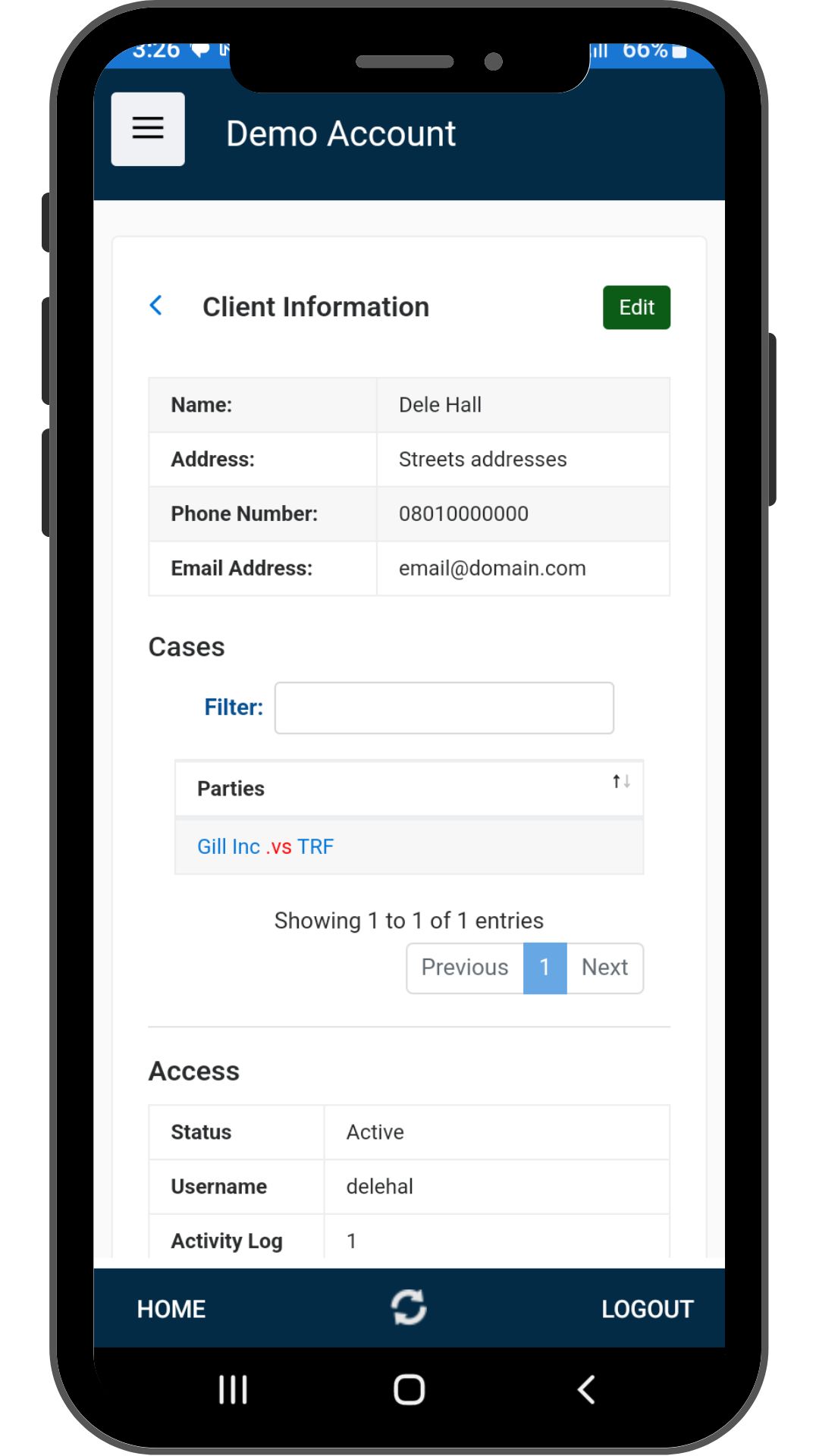 CaseDiarySecure client portal
